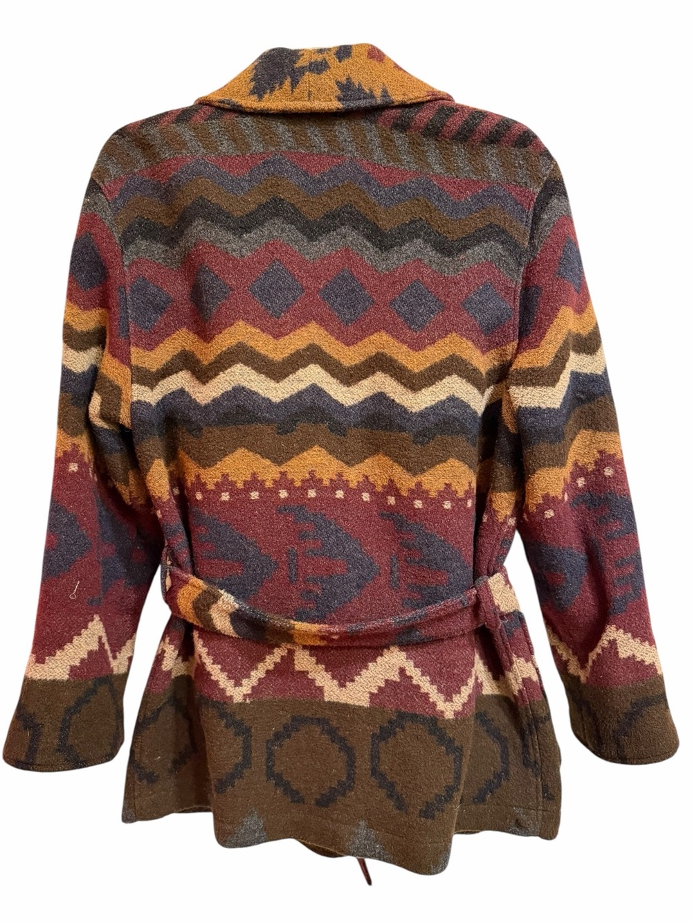 Vintage Rafaella Petites Southwestern Belted Blanket Cardigan Jacket S Western - Picture 6 of 11
